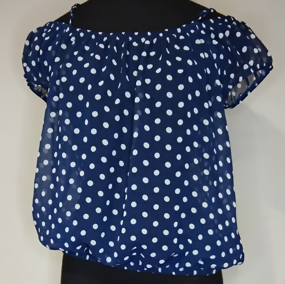 Iris Basic Navy Polka Dot Blouse